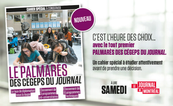 Le premier Palmarès des cégeps du Journal de Montréal et du Journal de Québec sera publié samedi, le 15 février. (Groupe CNW/Journal de Québec)