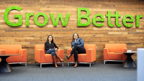 HubSpot VP, Solutions Partner Program, Katie Ng-Mak with New Breed Manager of New Revenue and Partnerships Heather Chevalley at HubSpot’s Boston Office.