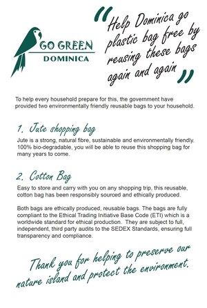 Dominica stattet die gesamte Bevölkerung im Rahmen eines vollständigen Plastikverbots mit plastikfreien Taschen aus