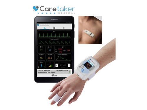 Caretaker Continuous Blood Pressure & Wireless Vital Signs Monitor with ECG Patch