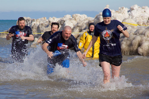 Warm-hearted individuals take an icy dip once an hour for 24 hours in Lake Michigan in support of Special Olympics Illinois athletes that compete statewide.