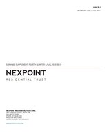 NexPoint Residential Trust, Inc. Reports Fourth Quarter And Full Year 2019 Results