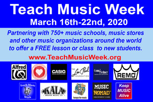 Teach Music Week to Offer FREE Lessons to New Students: March 16-22