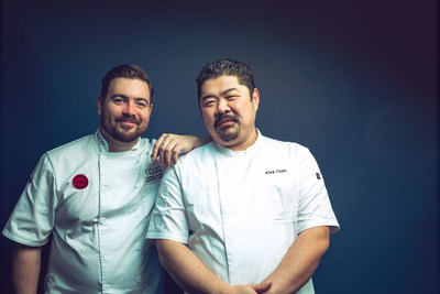 Chop Steakhouse & Bar's Executive Chef, Stephen Clark, with old friend and mentor, 2019 Pinnacle Awards Chef of the Year, Chef Alex Chen, at the launch of the Steak Masters - In Pursuit of Perfection tour. (CNW Group/Chop Steakhouse & Bar)