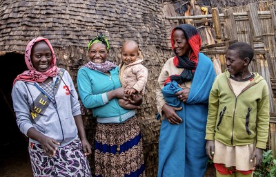 Mandido&rsquo;s family rejoices after she receives sight-saving surgery. Photo: Martin Kharumwa.