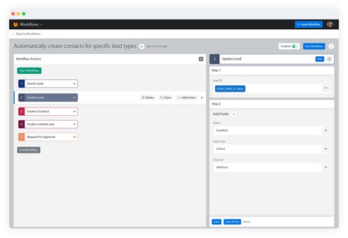 Drag-and-drop, No-code Workflows Builder for Salesforce.