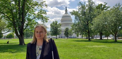 AFB Director of Public Policy Stacy Cervenka, standing on the lawn outside the US Capitol building.