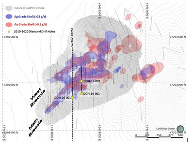 Figure 1 – Plan Map of Oculto Zone with 2019-2020 Drill Holes (CNW Group/AbraPlata Resource Corp.)