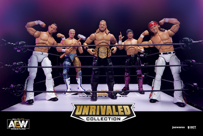 AEW UNRIVALED Collection unveiled at Toy Fair New York featuring AEW talent The Young Bucks, Cody, Chris Jericho and Kenny Omega.