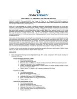 Gear Energy Ltd. Announces 2019 Year-End Reserves (CNW Group/Gear Energy Ltd.)