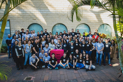 The Elementor team posing at their headquarters near Tel Aviv. (PRNewsfoto/Elementor)