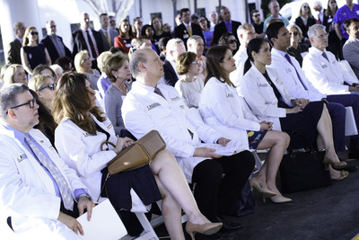 Doctors, staff and supporters seated in the audience during a press conference announcing the new affiliation agreement between Jupiter Medical Center and the Sylvester Comprehensive Cancer Center, part of the University of Miami Health System.