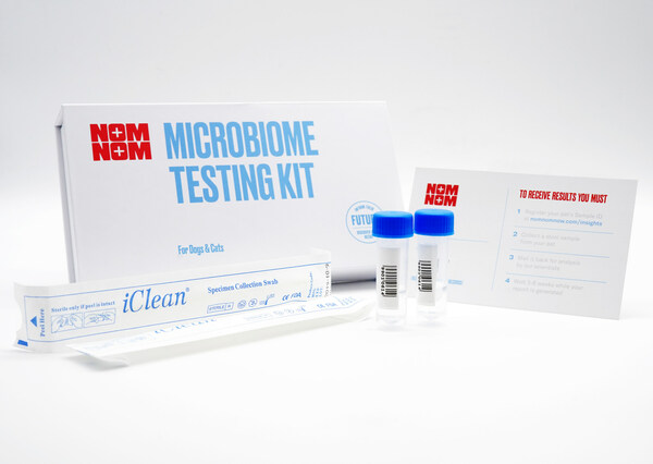 NomNomNow collects poop samples from consumers' pets using their microbiome testing kit (pictured above).