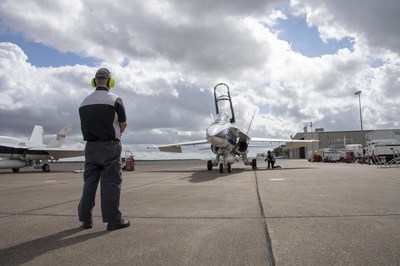 Vertex Aerospace ground and maintenance crews prepare an F/A-18 research aircraft from NASA’s Armstrong Flight Research Center in Edwards, California for a supersonic research flight for the QSF18 series. Photo by NASA photographer Josh Valcarcel-JSC Houston. Vertex Aerospace ground and maintenance crews prepare an F/A-18 research aircraft from NASA’s Armstrong Flight Research Center in Edwards, California for a supersonic research flight for the QSF18 series. Photo by NASA photographer Josh Valcarcel-JSC Houston.