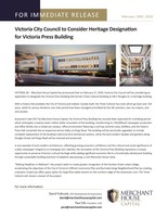 Victoria City Council to Consider Heritage Designation for Victoria Press Building