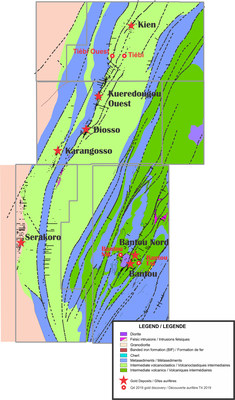 Figure 1 – Deposit Location Map for Bantou Project (CNW Group/SEMAFO)
