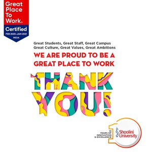 Shoolini University Certified 'Great Place to Work'