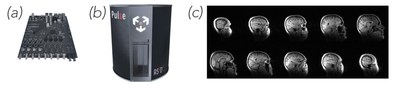 RS2D’s hardware for MRI and NMR is used in everything from imaging human brains to analyzing pharmaceutical compounds. Their products include: (a) CameleonTM OEM electronics board, (b) full magnetic resonance electronics console, the Pulse, and (c) software enabling high resolution NMR and MRI imaging and analysis - including this human brain image generated by RS2D’s CameleonTM. (CNW Group/Nanalysis Scientific Corp.)