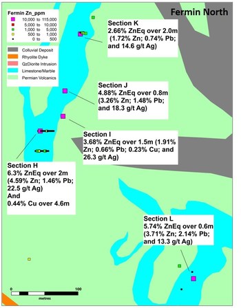 Figure 4. Detail of Fermin North area with new results (CNW Group/Sable Resources Ltd.)