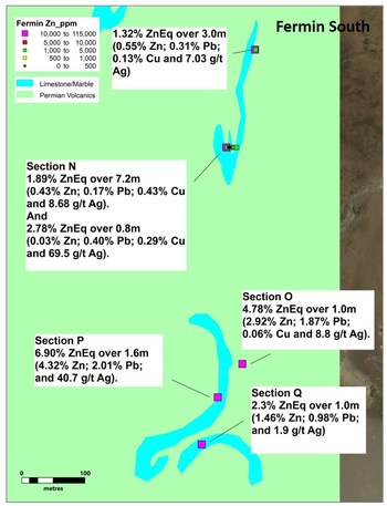Figure 5. Detail of Fermin North area with new results (CNW Group/Sable Resources Ltd.)
