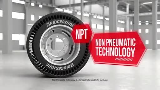The Bridgestone advanced air free commercial truck tire concept for the heavy-duty trucking market is designed to be used in high-speed, long-haul applications. Its proprietary design eliminates the need for a tire to be filled and maintained with air.