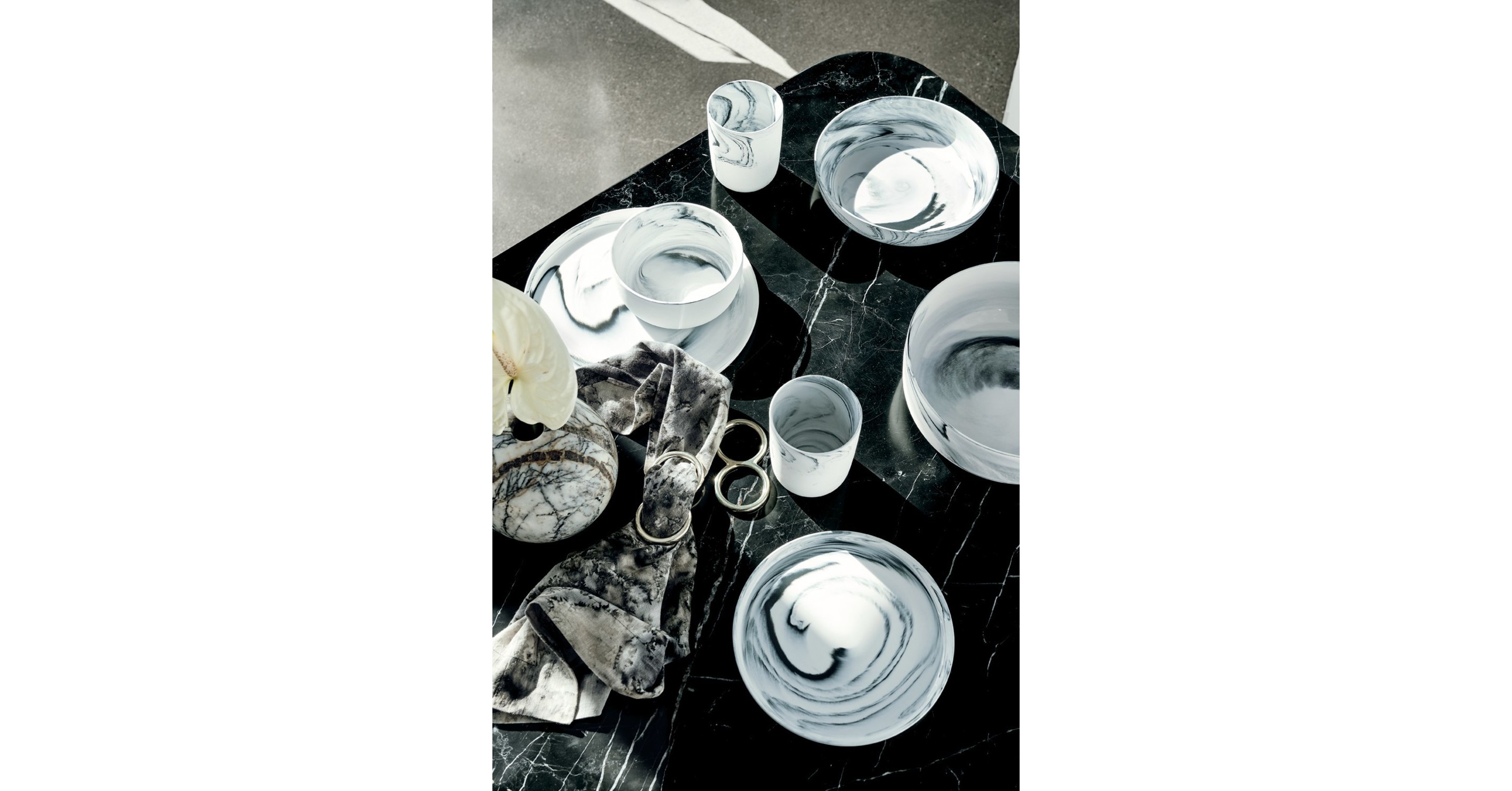 Swirl Black and White Dinnerware Set by Jennifer Fisher