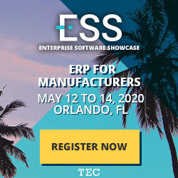 ESS (Enterprise Software Showcase) ERP for Manufacturers is May 12-14, 2020, Orlando, Florida