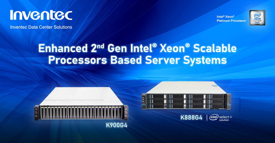 Server manufacturer Inventec announced it will deliver solutions for the latest 2nd Generation Intel® Xeon® Scalable processors and Intel® Select Solutions