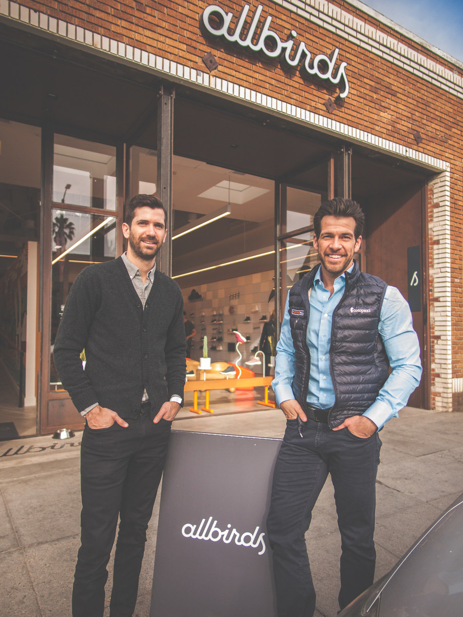 Pictured left to right: Kevin Campos, a Partner at Fifth Wall, who leads the Retail Fund’s investments in omnichannel brands, pictured with the firm’s Co-Founder and Managing Partner Brendan Wallace outside portfolio company Allbirds’ store in Venice, CA.