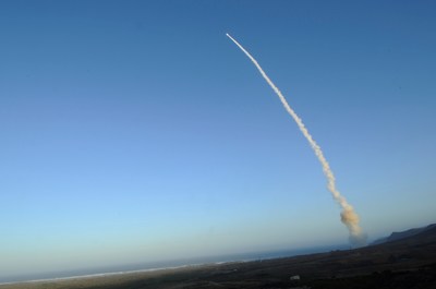 A Minuteman III missile launch with a test warhead.