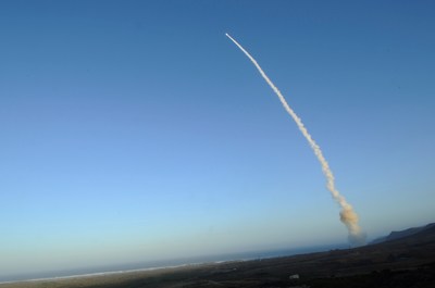 A Minuteman III missile launch with a test warhead. A Minuteman III missile launch with a test warhead.