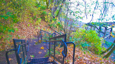 Stairs to private Puget Sound beach | Eagles Bluff at Jubilee in Lacey