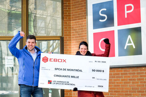 EBOX remet 50 000 $ à la SPCA de Montréal!