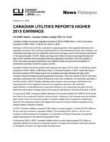 Canadian Utilities Reports Higher 2019 Earnings