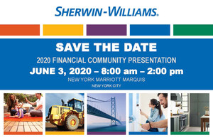 Sherwin-Williams to Hold 2020 Financial Community Presentation on June 3, 2020