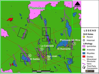 Figure 3 - Geological Map Plomosas Silver Project (CNW Group/GR Silver Mining Ltd.)