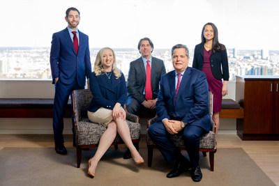 Partner Bob Limbacher and Associate Katelyn Romeo (front) with Partners Adam Tolin, Eben Flaster and Margaret O&rsquo;Neill joined Shook, Hardy & Bacon, March 1, 2020. The trial attorneys have a proven record serving pharmaceutical and medical device manufacturers in complex product liability and commercial matters. The new team, which is based in Philadelphia, will advocate for clients nationally in high-stakes litigation, as well as business disputes, class action and other areas.