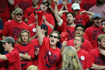 University of Mississippi fans cheer for the Rebels basketball team. Ole Miss senior guard Breein Tyree is a finalist for the 2020 C Spire Howell Trophy, which annually honors the top men's college basketball player in the Magnolia State. Fan voting will count for 10 percent of the vote total. - photo courtesy of Ole Miss Athletics