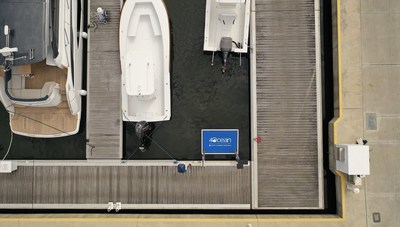 Aerial shot of the new 4ocean Harbor Skimmer at Safe Harbor Old Port Cove Marina