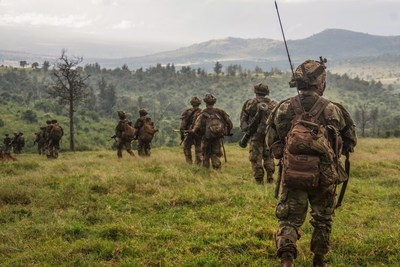 Paratroopers from 1st Battalion, 508th Parachute Infantry Regiment conduct a training patrol alongside British paratroopers of 2PARA, 16 Air Assault Brigade on November 28, 2018 in Kenya, Africa. Photo credit: Spc. John Lytle*