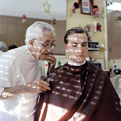 Garnet Dirkson, John the barber, Crowsnest Pass, A.B., 2017, Chromogenic Print, 81cm x 81 cm (CNW Group/Scotiabank)