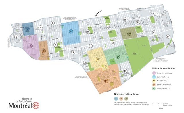 Carte des milieux de vie (Groupe CNW/Ville de Montral - Arrondissement de Rosemont - La Petite-Patrie)