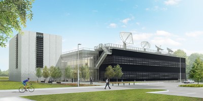 This image shows the architectural design of the new Aerospace Communications Facility. Credits:  NASA/Ross Barney Architects