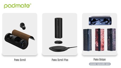 Multiple scroll-type Padmate earphones-latest featured with consumer replaceable covers upcoming soon