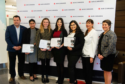 The winners of the inaugural Captain Judy Cameron Scholarship, awarded in partnership with the Northern Lights Aero Foundation, each receive $5,000 toward their studies in aviation. (CNW Group/Air Canada)