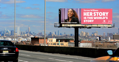 Tennis great Serena Williams will be honored on 1,400 digital billboards across the country.