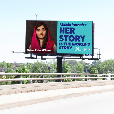 Youngest Nobel Prize winner Malala Yousafzai will be honored on digital billboards nationwide for International Women's Day.