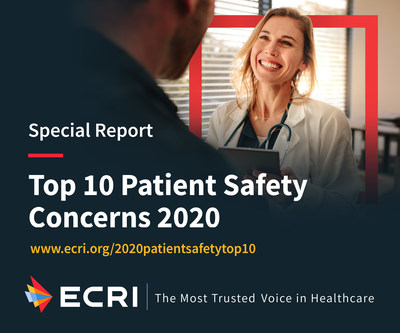 ECRI, an independent nonprofit organization improving the safety, quality, and cost-effectiveness of care across all healthcare settings worldwide, released its Top 10 Patient Safety Concerns 2020. Diagnostic errors and maternal health claim the top two spots. The annual report helps organizations identify looming patient safety challenges and includes suggestions and resources for addressing them. Download at https://www.ecri.org/landing-top-10-patient-safety-concerns-2020 (PRNewsfoto/ECRI)