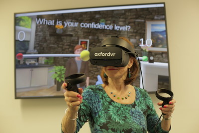 Oxford VR's social engagement program - lady in virtual world