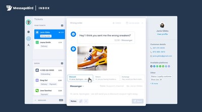 Inbox by MesseageBird_Press - Dark: MessageBird Inbox.AI messenger dashboard